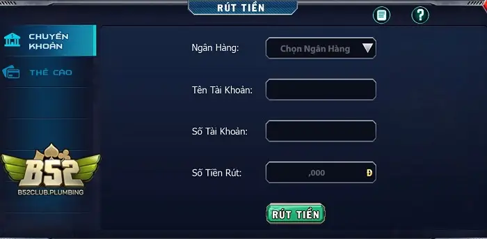 Hướng dẫn rút tiền từ B52